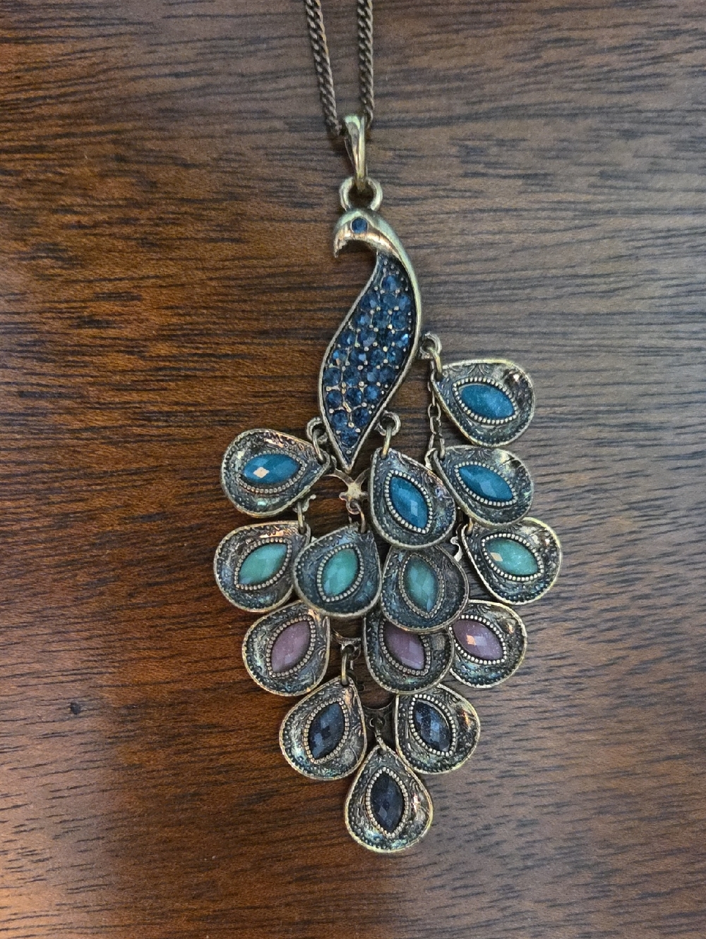 Multicolor Teardrop Peacock Pendant Necklace - Women Jewelry